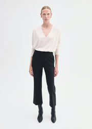 V-Neck Sweater in Fine Cashmere - Ivory - CO Collections
